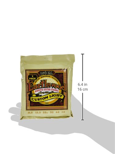 Ernie Ball Earthwood Custom Light 80/20 Bronze Acoustic Guitar Strings, 3 Pack, 11.5 54 Gauge (P02007)
