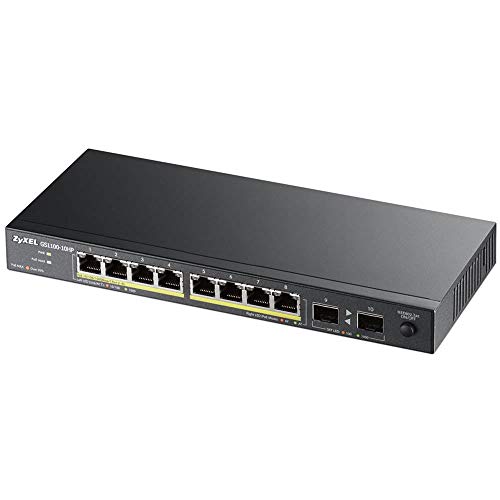 Zyxel Gs1100 10Hp   8 Port Gigabit 802.3At/802.3Af Poe+ (8 Ports Gbe Poe) 130W Power Budget And 2X Sfp Uplinks