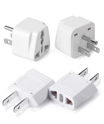 Bates  Europe To Us Plug Adapter, 4 Pack, European To Us Plug Adapter, Adapter Europe To Usa