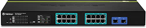 Trendnet 20 Port Gigabit Poe+ Web Smart Switch With 2 Shared Sfp Slots,Tpe 1620Ws, Up To 30 W Per Port, 185 W Total Power Budget