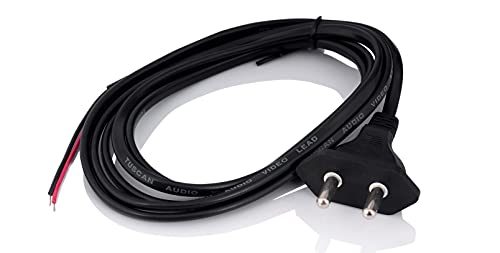HiPlasst 2Pin Extension Cord (2 Yards)  Ac Power Cable For Fan, Emergency Light, Mobile Charger, Printer, Computer, Decorativ