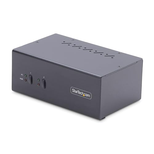 2-Port Dual-Monitor Displayport Kvm Switch, 4K 60Hz, 2X Usb 5Gbps Hub Ports, 2X