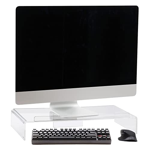 Kantek Acrylic Computer Monitor Stand With Keyboard Storage, Holds Up To 50 Pounds, 21.25'' X 11.9'' X 3.4'', Clear