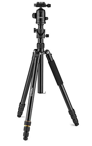 National Geographic Travel Tripod Kit, 90� Column, 4 Sections, Lightweight Aluminum, Compatible With Canon,Nikon,Sony Dslr, 360 Degree Ball Head, Quick Release Plate, 8Kg Load Capacity With Carry Bag
