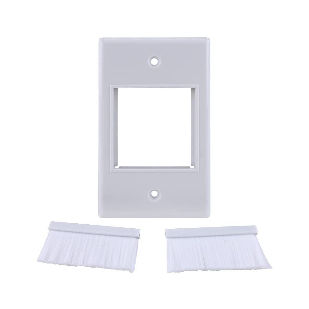 Construct Pro Single Gang Widemouth D  Cor Brush Plate (White Plate W/White Brush)