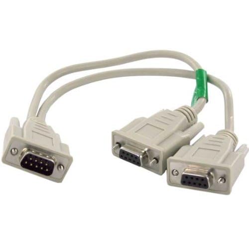 Sf Cable: Db9 Male To 2 Female Serial Rs232 Splitter Cable 12 Inches