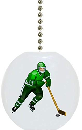 Green Hockey Player Solid Ceramic Fan Pull