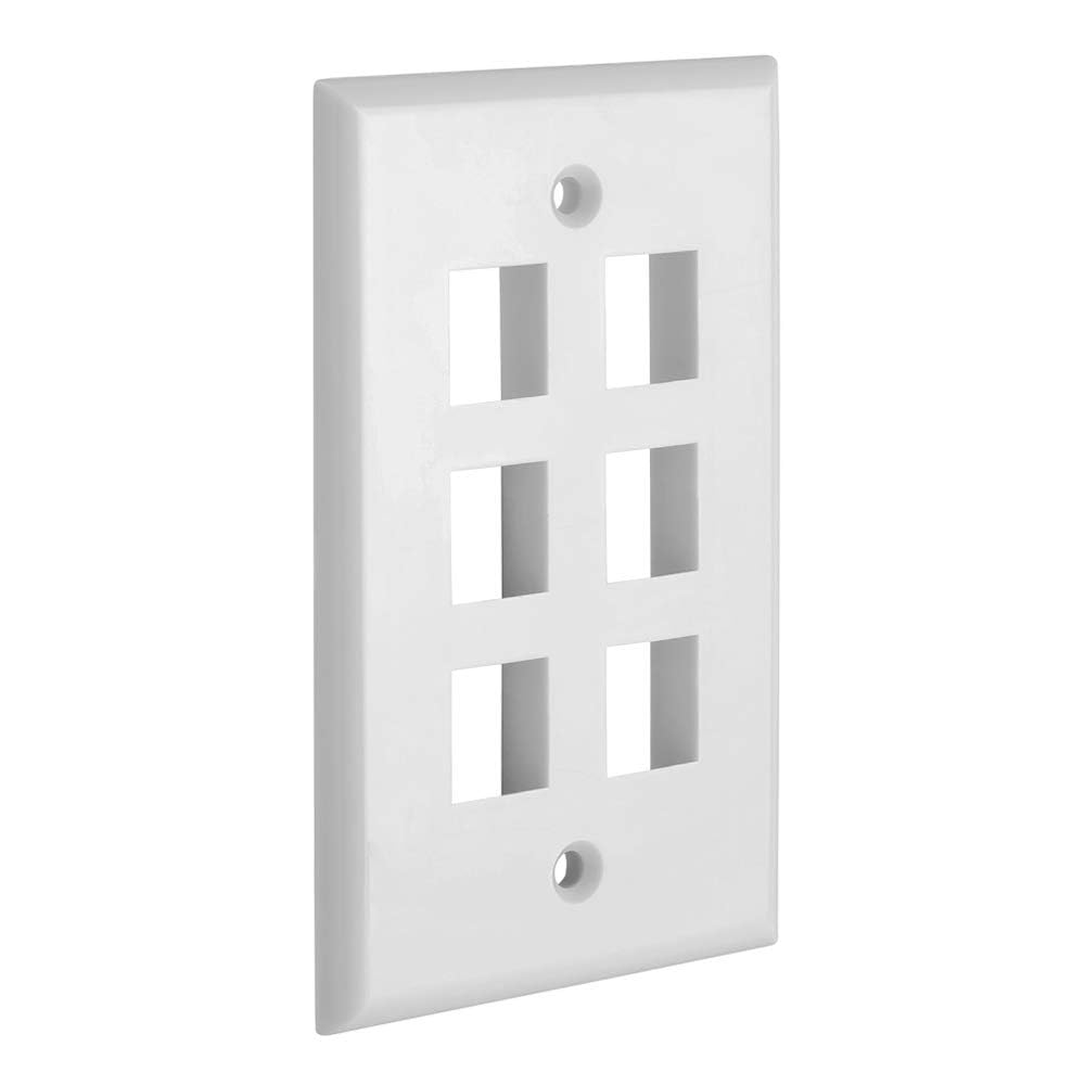 Cmple  6 Port Keystone Wall Plate 1 Gang Wall Plate with Standard Size Ethernet Wall Plate Keystone Wall Plate Compatible with 