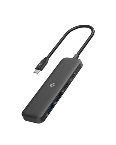 Spigen 4In1 Usb Hub 3.2 Gen1 5Gbps And 2 UsbA With 5Gbps, 2 UsbC With 5Gbps Lightweight Portable Hub  Black