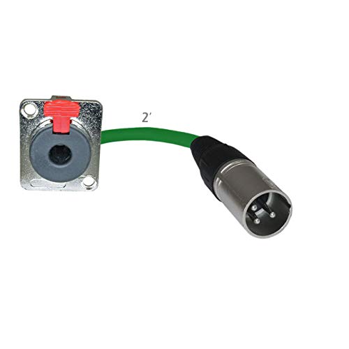 MCSPROAUDIO 2ft Pigtail: 1/4 TRS Panel Mount to XLR Male Plug (Green)