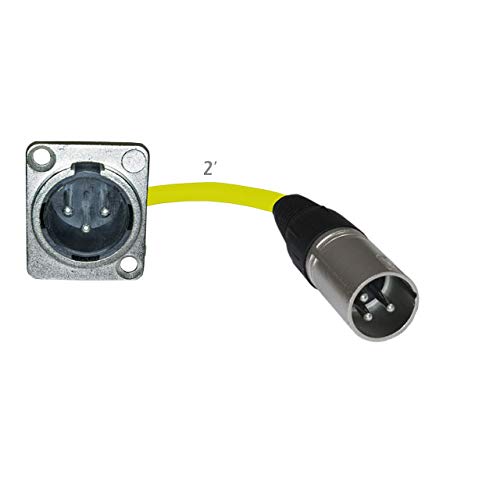 MCSPROAUDIO 2ft Pigtail: XLR Male Panel Mount to XLR Male Plug (Yellow)