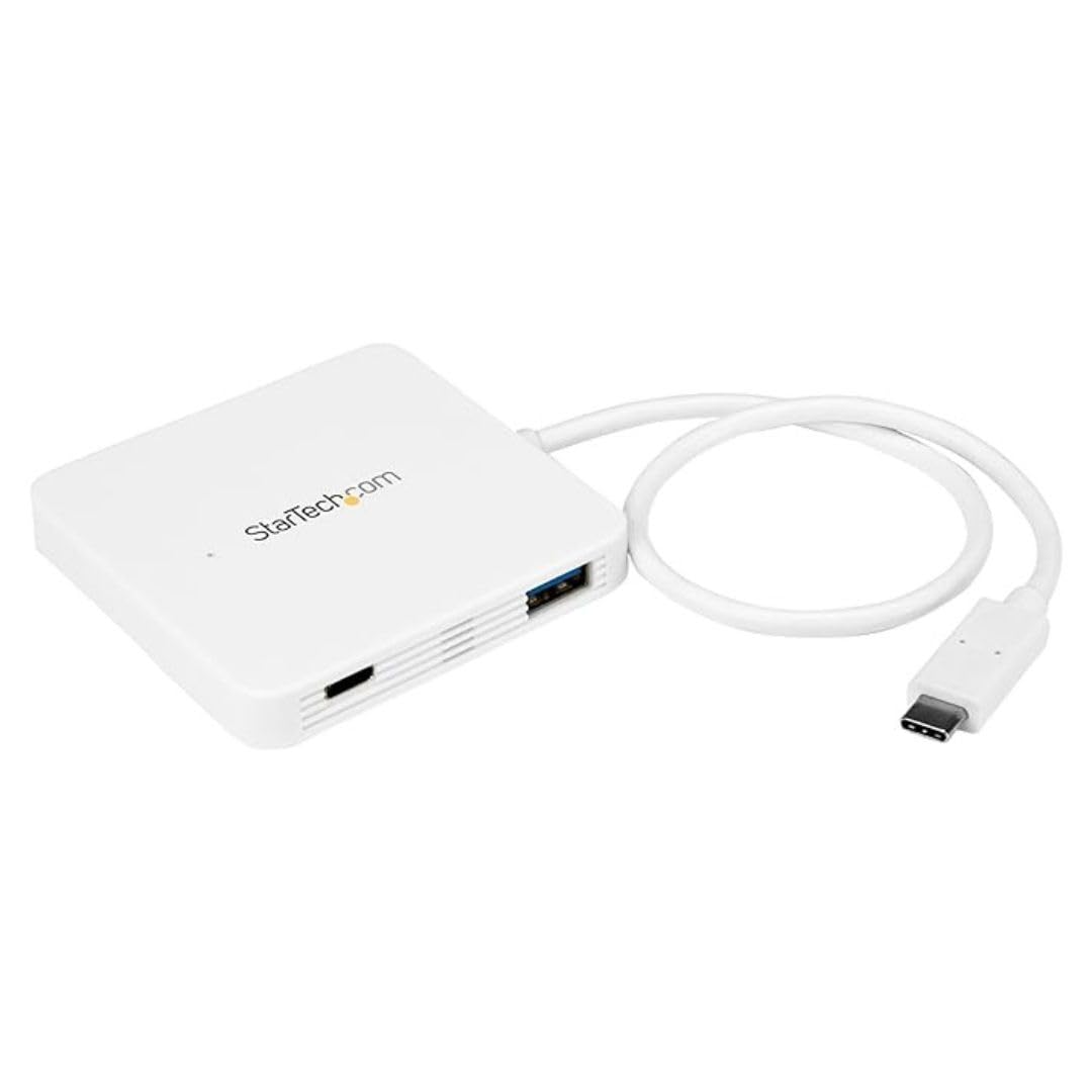 Startech.Com Usb C Hub     Powered     White     3 Port Usb C To Usb A (3X) And Gbe Rj45 (1X)     Usb To Ethernet     Usb Port E