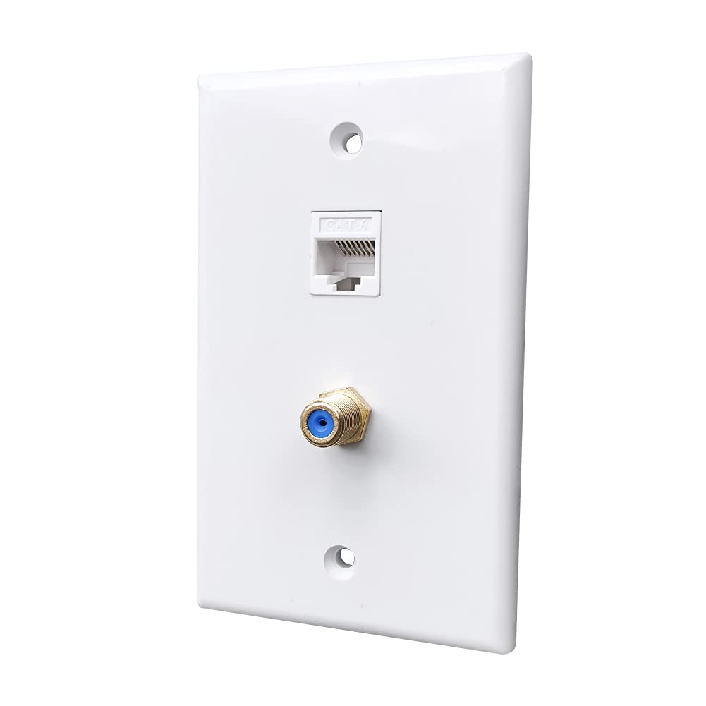 Boplat 90 Degree Cat6 Ethernet Coax Wall Plate Punch Down With Tool   Rj45 Coaxial Punchdown Cover Plate For Network And Coax Ca