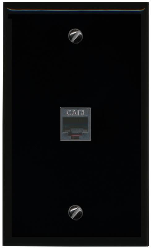 Riteav Rj11/12 Phone Black Wall Plate 1 Gang Flat Black
