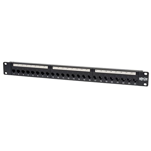 Tripp Lite 24 Port Cat6 / Cat5 Ethernet Patch Panel, Feedthrough Patch (Rj45 To Rj45), 1U Rackmount, Cable Management Bar, (N254