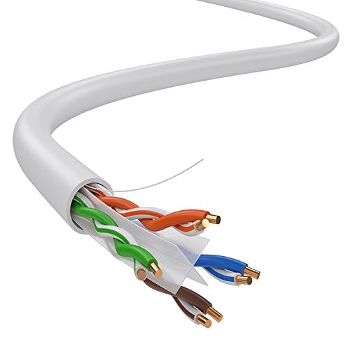 Dripstone Cat6 1000Ft Solid Utp 23Awg Ethernet Cable 550Mhz Bulk Network Lan Wire 1000-Feet Easy Pull Box (White)