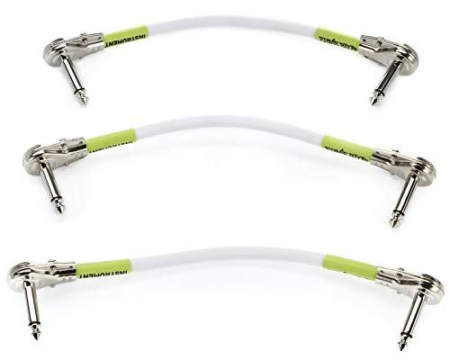 Ernie Ball Patch Cable 3 Pack, Flat Angle/Flat Angle, 6In, White (P06052)