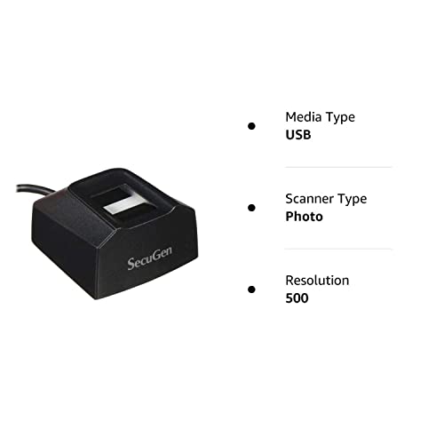 Secugen Hu20 A Hamster Pro 20 Usb Fingerprint Reader, Black, 500 Dpi Resolution, Automatic Finger Detection, Compatible With Thi