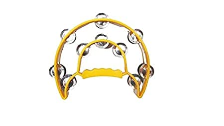 Half Moon Tambourine Double Cutaway Double Cutaway Tambourine with Double Row of Jingles ( multi colors )
