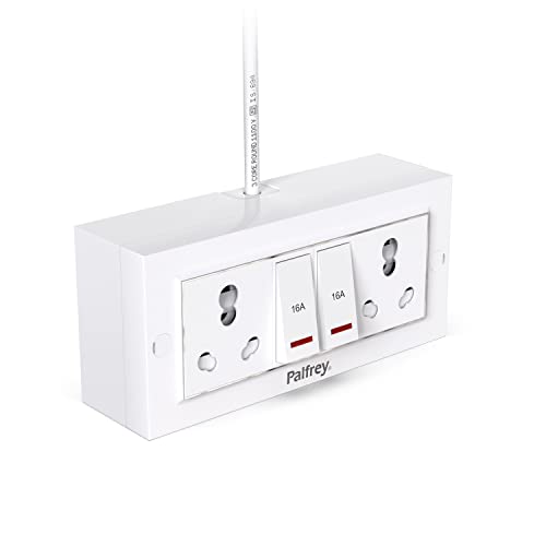 Palfrey Electric Extension Board  16A + 16A With Two Switch (Led Indicator) And Heavy Duty 2 Meter Wire (2 Meter) (2200W) White
