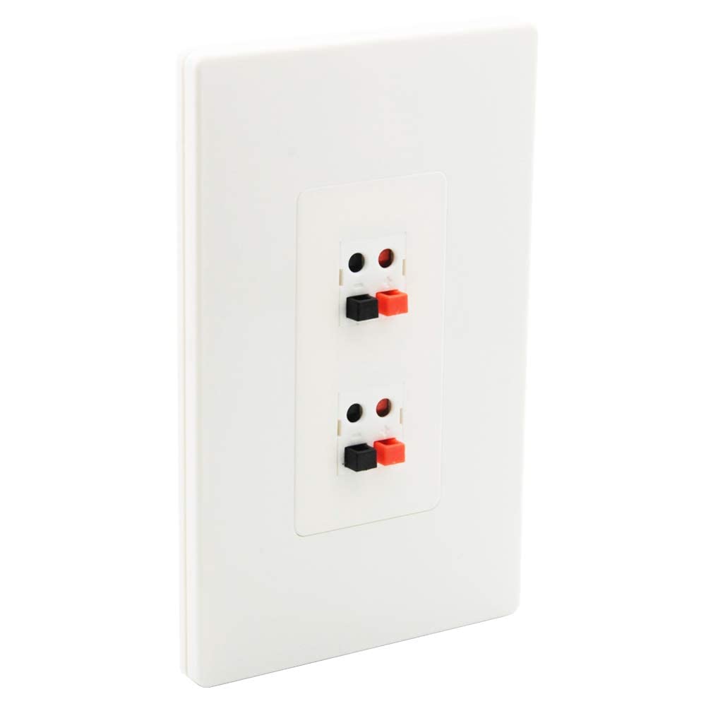 Diytech Premium 2 Speaker Wall Plate, Speaker Plug, Supports 2 Speaker Configurations, Speaker Port For Wall Speaker Wire, Speak