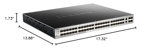 D-Link 48-Port Gigabit Ethernet Switch, Lite Layer 3 Stackable Managed, 48X Sfp Ports, 2X 10Gbase-T, 4X 10G Sfp+ Ports (Dgs-3130