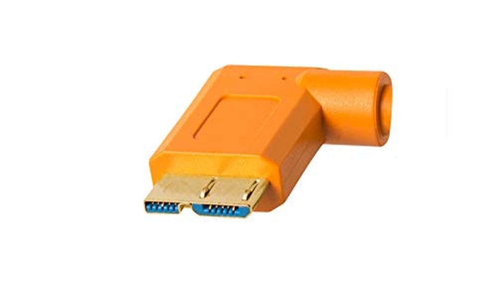Tether Tools TetherPro USB 3.0 to Micro B Right Angle Cable | for Fast Transfer and Connection Between Camera and Computer | High Visibility Orange | 15 Feet (4.6 m)