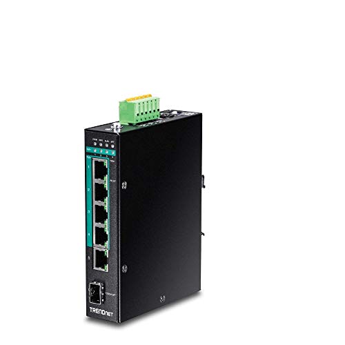 Trendnet 6 Port Hardened Industrial Gigabit Poe+ Layer 2 Managed Din Rail Switch, 4 X Gigabit Poe+ 802.3At Ports, 1 X Gigabit Po