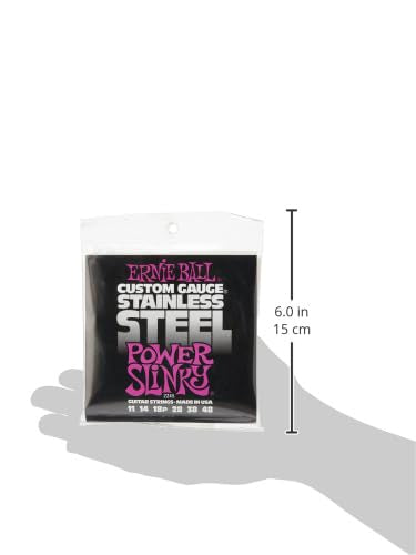 Ernie Ball Power Slinky Stainless Steel Electric Guitar Strings, 11-48 Gauge (P02245)