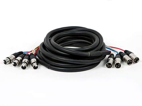 Monoprice 4 Channel Xlr Male To Xlr Female Snake Cable   3 Feet   Black/Silver, Metal Connector Housings, Plastic And Rubber Cab