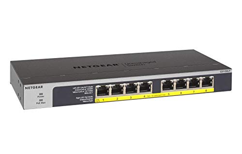 Netgear 8 Port Gigabit Ethernet Unmanaged Poe Switch (Gs108Lp)   With 8 X Poe+ @ 60W Upgradeable, Desktop, Wall Mount Or Rackmou