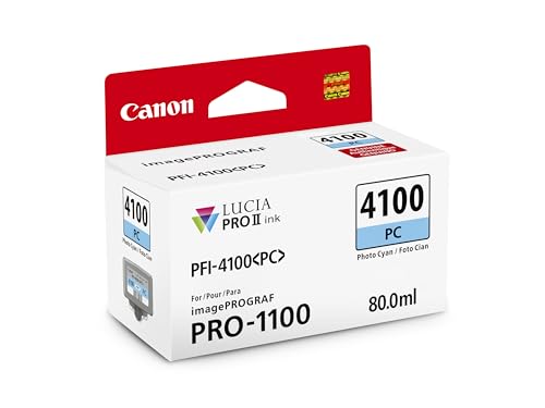 Canon Pfi-4100 Genuine Photo Cyan Ink Tank, Compatible With Imageprograf Pro-1100 Printers
