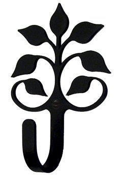 Village Wrought Iron WH-109-S Leaf Fan Silhouette Sturdy Metal Small Black Wall Hook