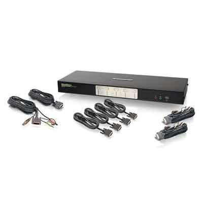 4Port Dvi Kvm Switch W Audio Usb 2.0 Hub & Cables Taa Compliant