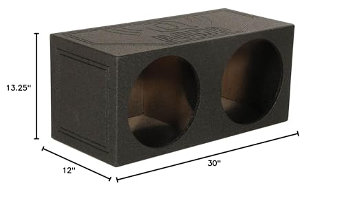 Q Power QBomb QBOMB12S Dual 12" Sealed Subwoofer Box - Black, 30 x 12 x 13.25 inches, Durable Bedliner Spray Finish