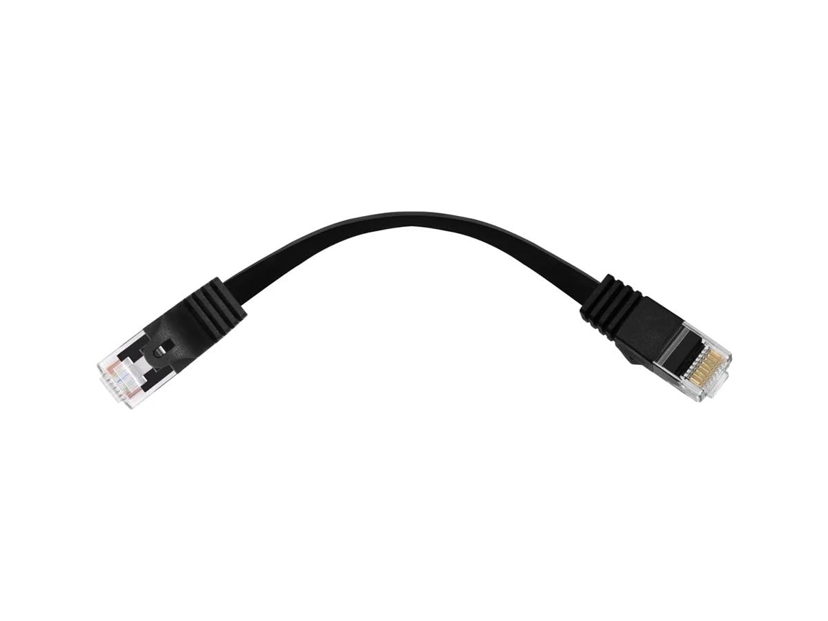 Monoprice Cat5E 1Ft Black Flat Patch Cable Utp 30Awg 350Mhz Pure Bare Copper Snagless Rj45 Flexboot Series Ethernet Cable