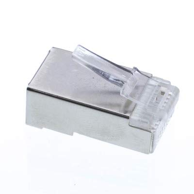 QUALCONNECT Shielded Cat5e RJ45 Crimp Connectors for Solid and Stranded Cable, STP, 8P8C, 50 Pieces
