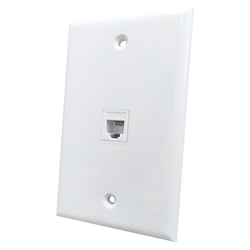 Boplat 1 Port Phone Jack Wall Plate Female To Female   Cat3 Rj11 Telephone Jack Cover Plate For Landline/Phone Cable   White