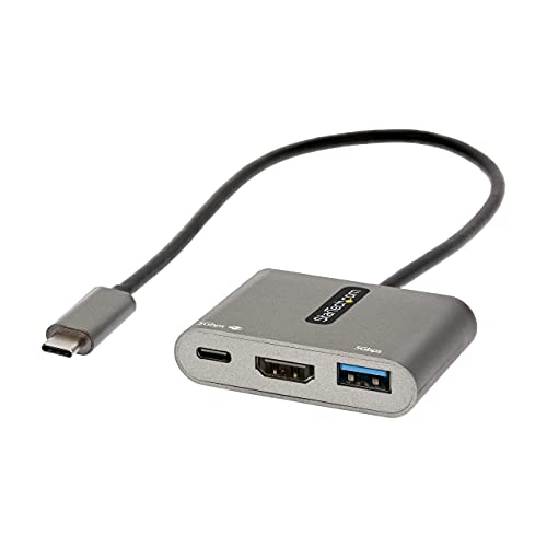 Startech.Com Usb C Multiport Adapter, Usb C To Hdmi 4K Video, 100W Pd Pass Through, Usb 3.0 Hub 5Gbps (1Xtype C/1Xa), Usb C Mini