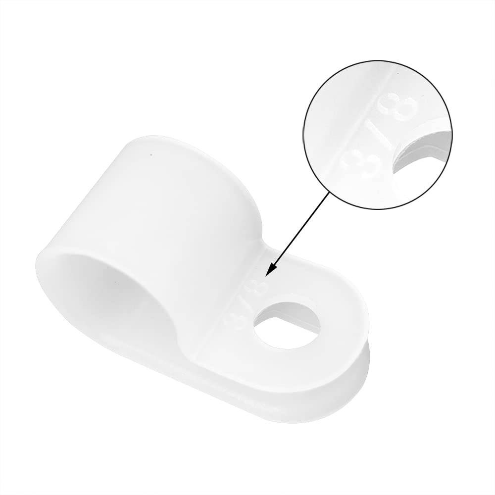 Alamic Cable Clamp R Type Cable Clip Wire Clamp 3/8'' Nylon Screw Mounting Cord Fastener Clips With Screws For Wire Management