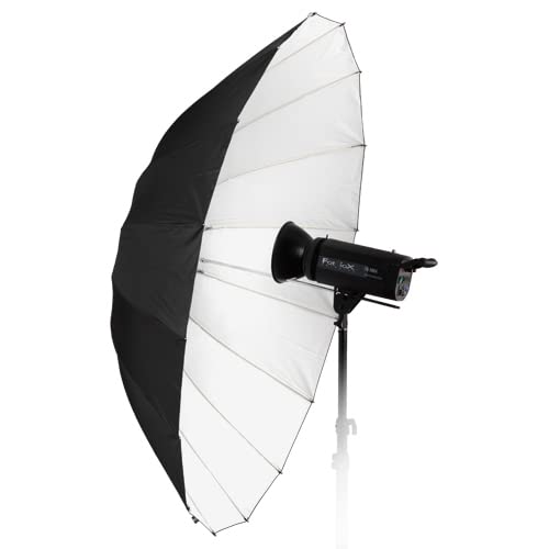Fotodiox Pro 60In Parabolic White Reflective Umbrella Kit With Diffusion Cover   16 Rib Black/White Photographic Umbrella