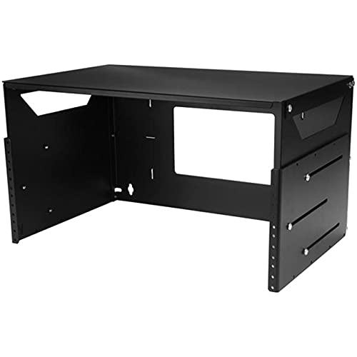 Startech.Com 2-Post 4U Open Frame Wall Mount Network Rack With Built-In Shelf, Wall Mount Data Rack With Adjustable Depth For Av