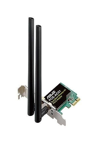 Asus Ac750 Dual Band Pcie Wifi Adapter (Pce Ac51)   Compatible With Pcie X1/X16 Slot, Detachable Antennas For Flexible Placement