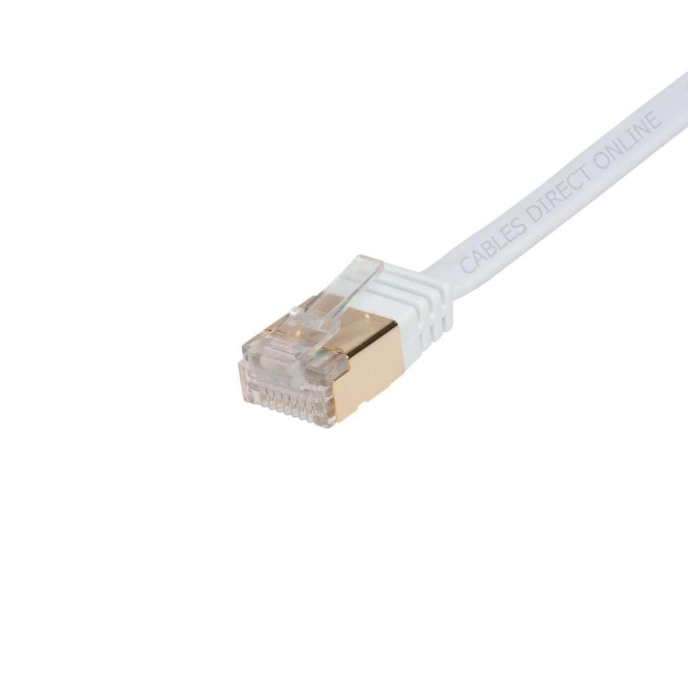 30Ft U/Ftp Flat Design Cat7 Gold Plated Shielded Ethernet Rj45 Copper Cable 10 Gigabit Ethernet Network Patch Cord (30Ft, White)
