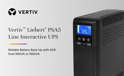 Vertiv Liebert Psa5 1500Va 900W Line Interactive Ups With Avr Technology And Battery Backup 10 Outlets And Three Year Full Unit