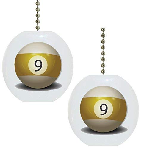 Billiards Nine 9 Pool Ball Ceramic Fan Pull