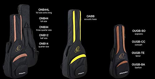 Ortega Guitars 1/2 Size Classical Guitar Pro Deluxe Gig Bag-Extra Thick Padding-Black (Onb12)