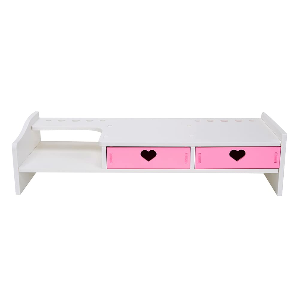 CONKAWACA Kawaii Desk Organizer Cute Desk Organizer with Drawers Monitor Riser Stand Monitor Riser Computer Stand for PC, Laptop
