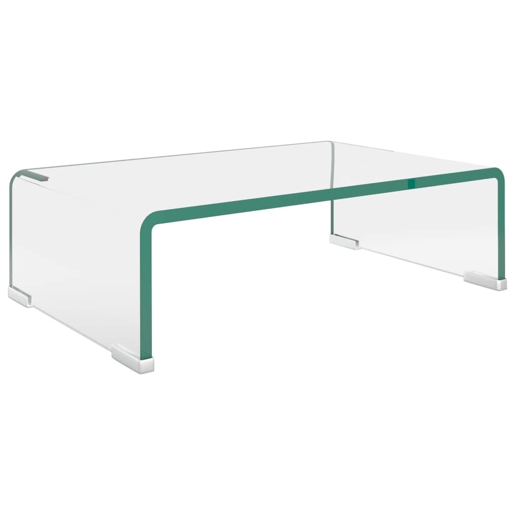 vidaXL Clear Glass TV Stand/Monitor Riser with Tempered Glass Construction - Modern Desktop Shelf for Monitors, Televisions, Laptops, Game Consoles and DVD Players - 15.7'x9.8'x4.3'