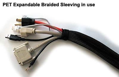 3/8 Inch Pet Expandable Braided Sleeving  10Ft   Black